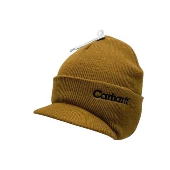 Men’s Carhartt Knit Beanie With Visor NWT Wheat/Tan - Picture 1 of 7